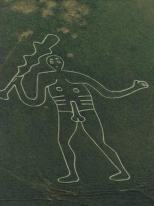 The Cerne Abbas Giant viewed from above.