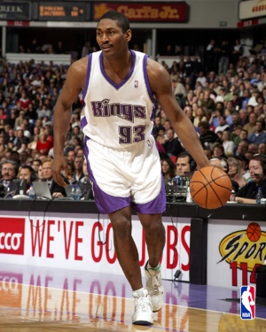 Ron Artest of the Sacramento Kings basketball team. If you own the copyright to this picture and object to its reproduction here, email me and I'll remove it.