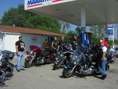 Harleys outside Delaware, OH, August 2004.