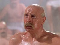 Roger Livesey as a perplexed Colonel Blimp in the steamroom.