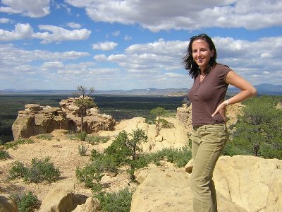 Courtney, on a bluff above El Malpais, 8th September 2004.