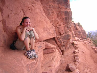 Courtney perched on a rock, Grand Canyon, AZ, 10th September 2004.
