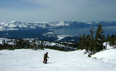 Looking down on Lake Tahoe from the top of the Heavenly ski resort, Wed 22nd March 2006