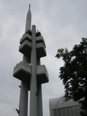 The TV Tower, complete with climbing baby sculptures, Prague August 16th, 2005