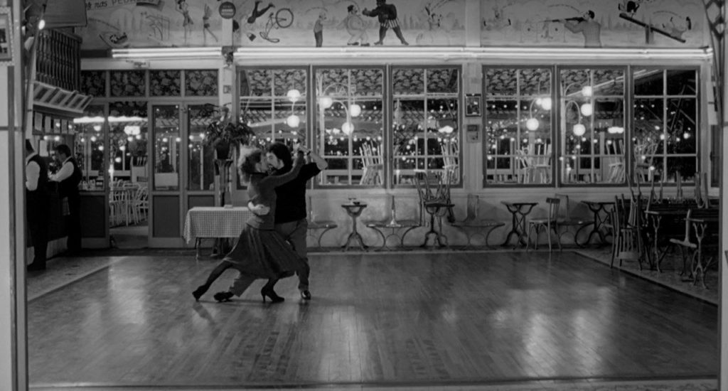 Sally Potter and Pablo Veron dance on an empty dancefloor in a Buenos Aires restaurant after closing time in The Tango Lesson